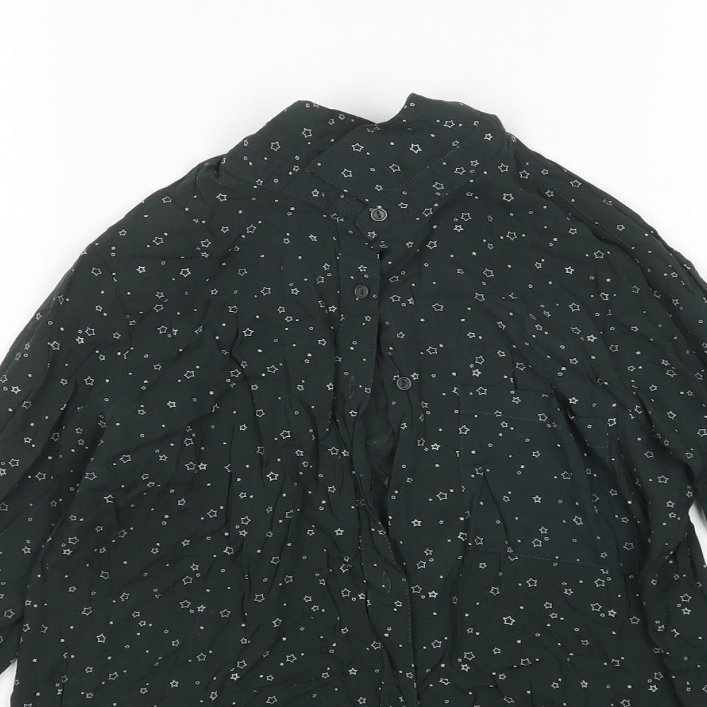 Pull & Bear Womens Green  Viscose Basic Button-Up Size XS Collared