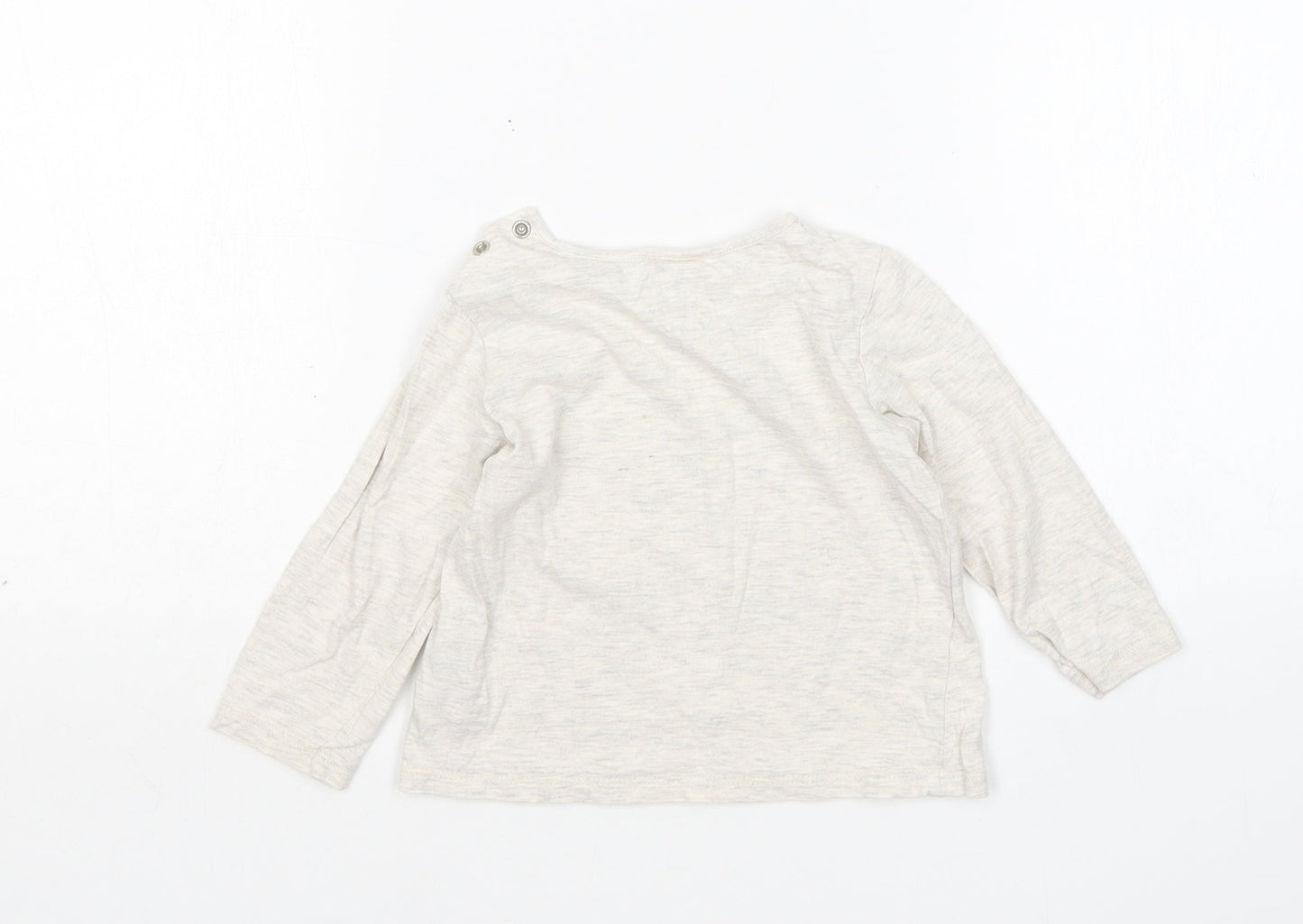 H&M Girls Beige  Cotton Basic T-Shirt Size 12-18 Months Round Neck