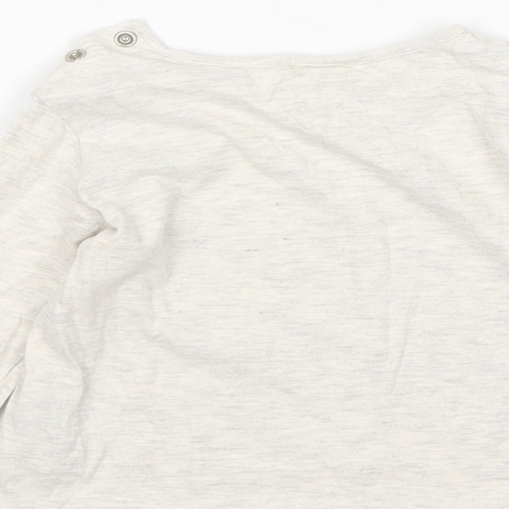 H&M Girls Beige  Cotton Basic T-Shirt Size 12-18 Months Round Neck