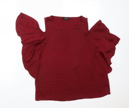 Preloved Papaya Womens Red  Polyester Basic T-Shirt Size 12 Round Neck - Front