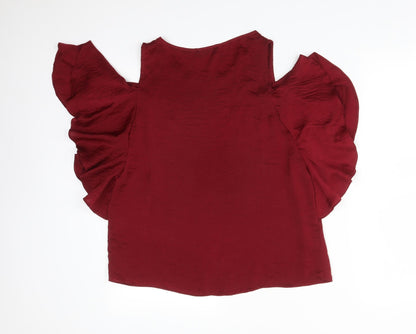 Preloved Papaya Womens Red  Polyester Basic T-Shirt Size 12 Round Neck - Back
