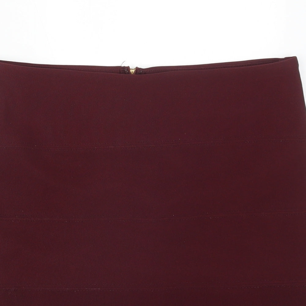 Topshop Womens Red  Polyester Straight & Pencil Skirt Size 10