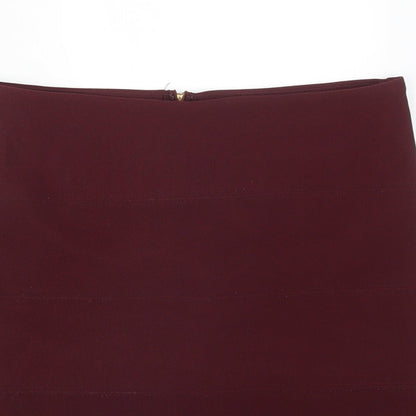 Preloved Topshop Womens Red  Polyester Straight & Pencil Skirt Size 10 - Detail