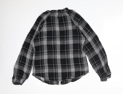 Preloved NEXT Womens Multicoloured Plaid Cotton Basic Button-Up Size 10 Round Neck - Back