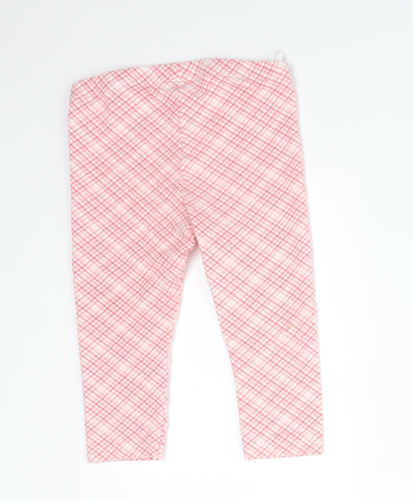 H&M Girls Pink Houndstooth Cotton  Leggings Size 18 Months   - DISNEY