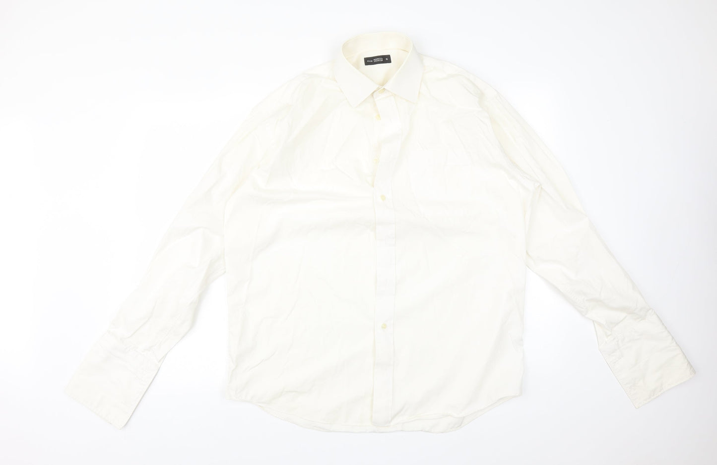 M*S Mens Ivory  Cotton  Button-Up Size 16 Collared