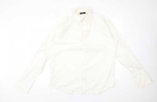M*S Mens Ivory  Cotton  Button-Up Size 16 Collared