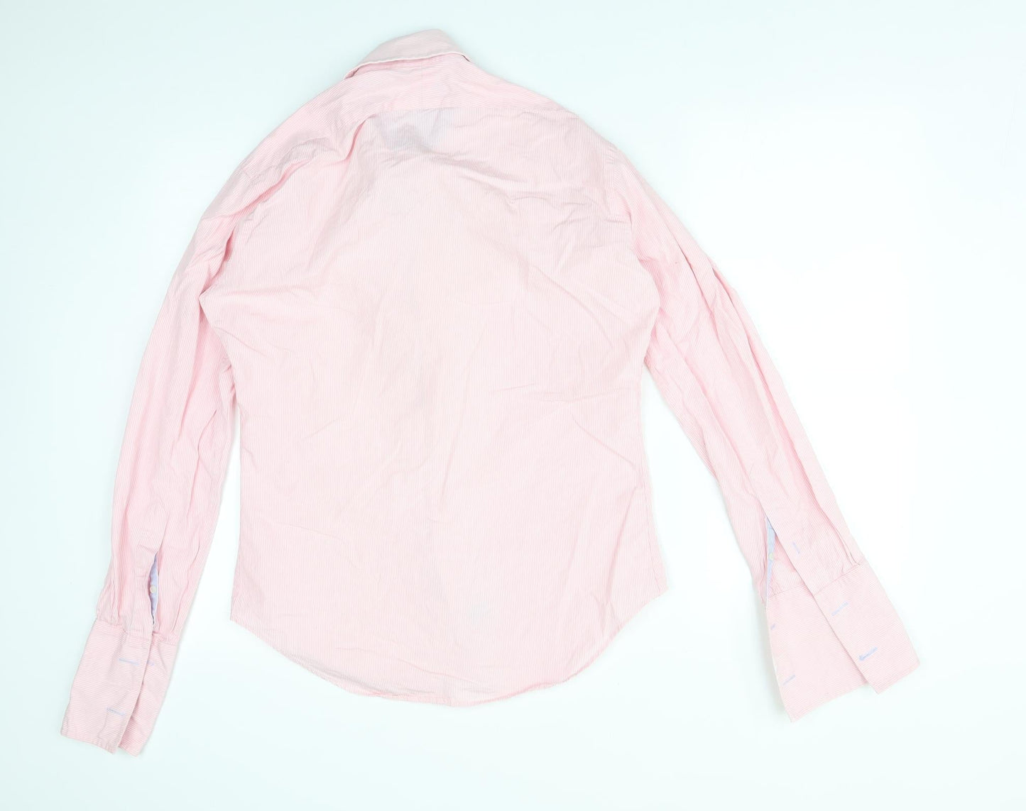 JOHN FRANCOME Mens Pink Striped Cotton  Button-Up Size 15.5 Collared