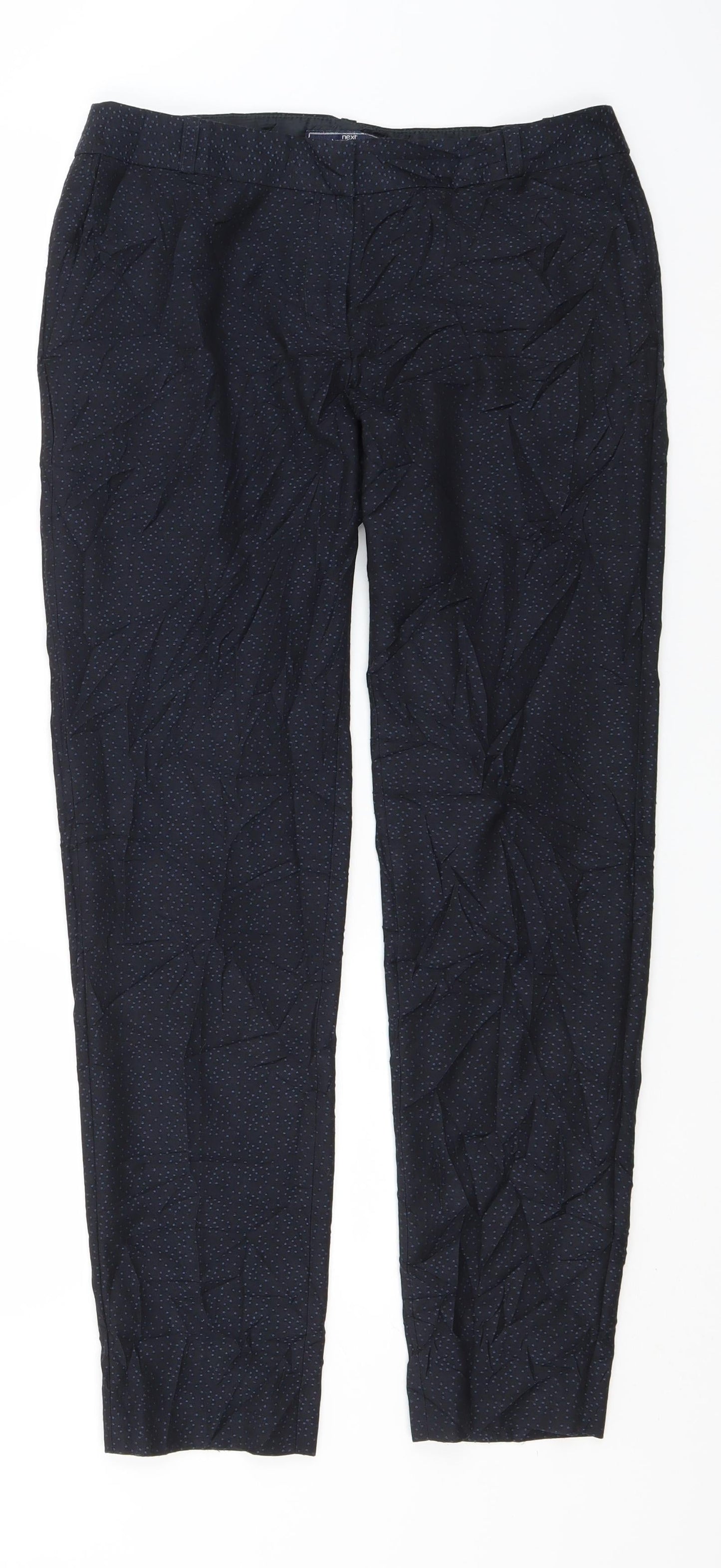 NEXT Womens Blue Polka Dot Polyester Trousers  Size 10 L30 in Regular