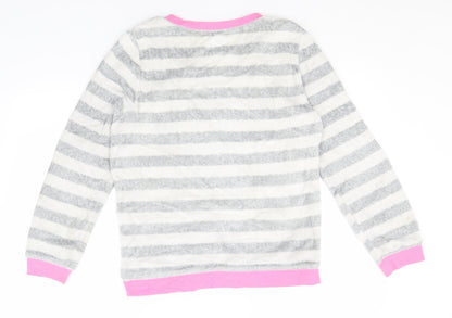 Preloved Disney Womens White Round Neck Striped Polyester Pullover Jumper Size 6   - Minnie Mouse - Back
