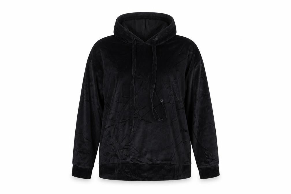 Preworn Womens Black  Cotton Pullover Hoodie Size 2XL