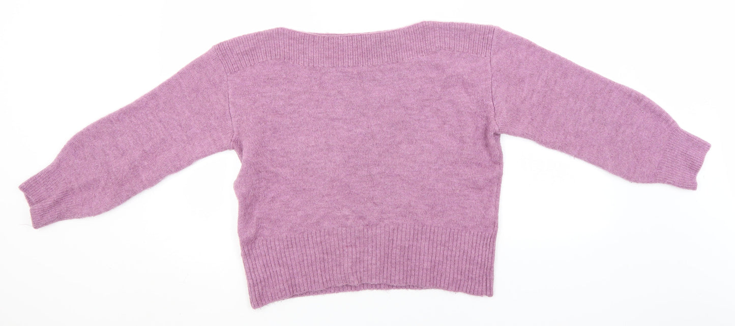 Marks and Spencer Womens Pink Square Neck  Acrylic Henley Jumper Size M