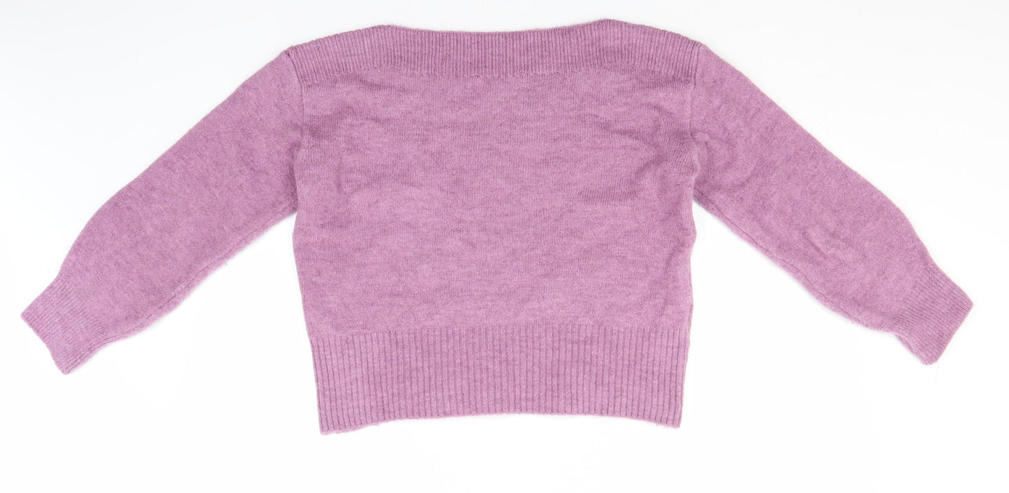 Marks and Spencer Womens Pink Square Neck  Acrylic Henley Jumper Size M
