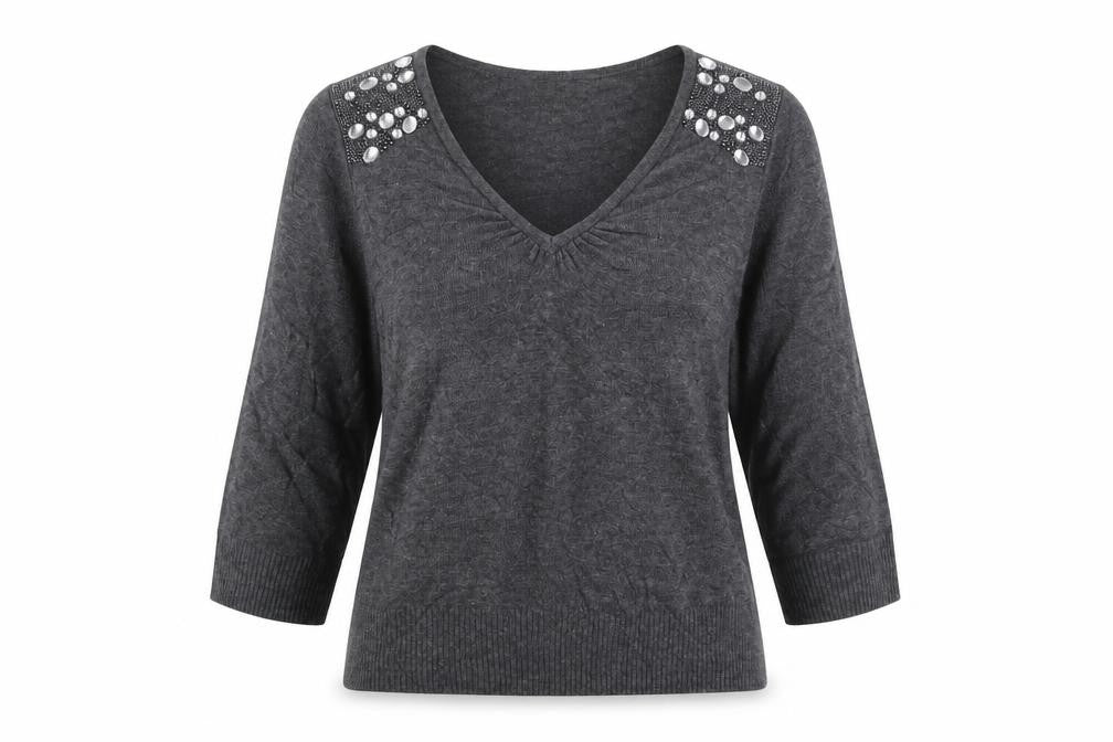 Preworn Womens Grey Round Neck  Viscose Pullover Jumper Size L