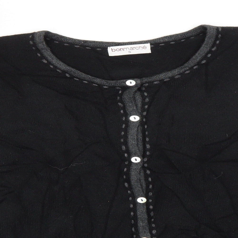 Bonmarché Womens Black Round Neck  Acrylic Cardigan Jumper Size S