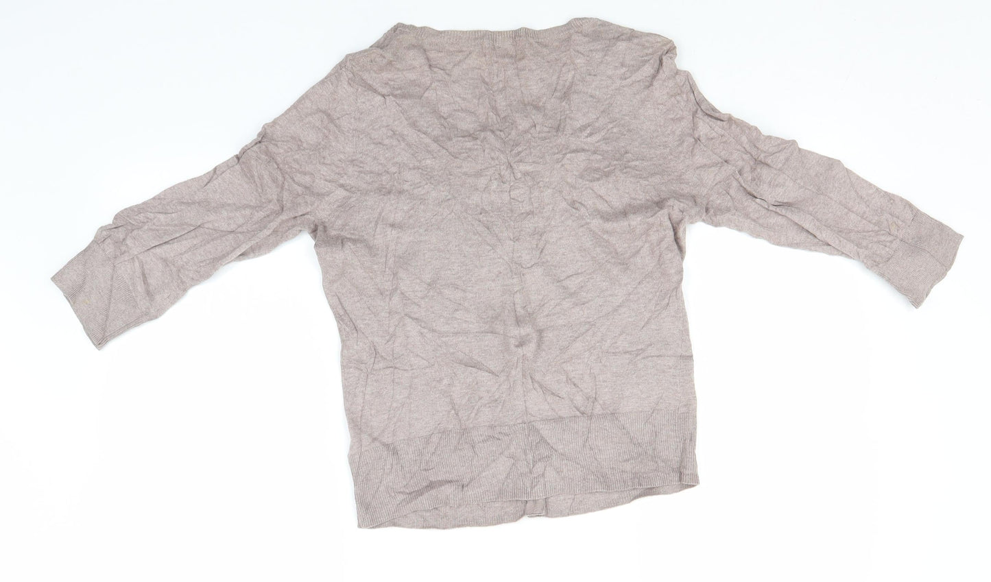 Monsoon Womens Grey Round Neck  Cotton Cardigan Jumper Size 12