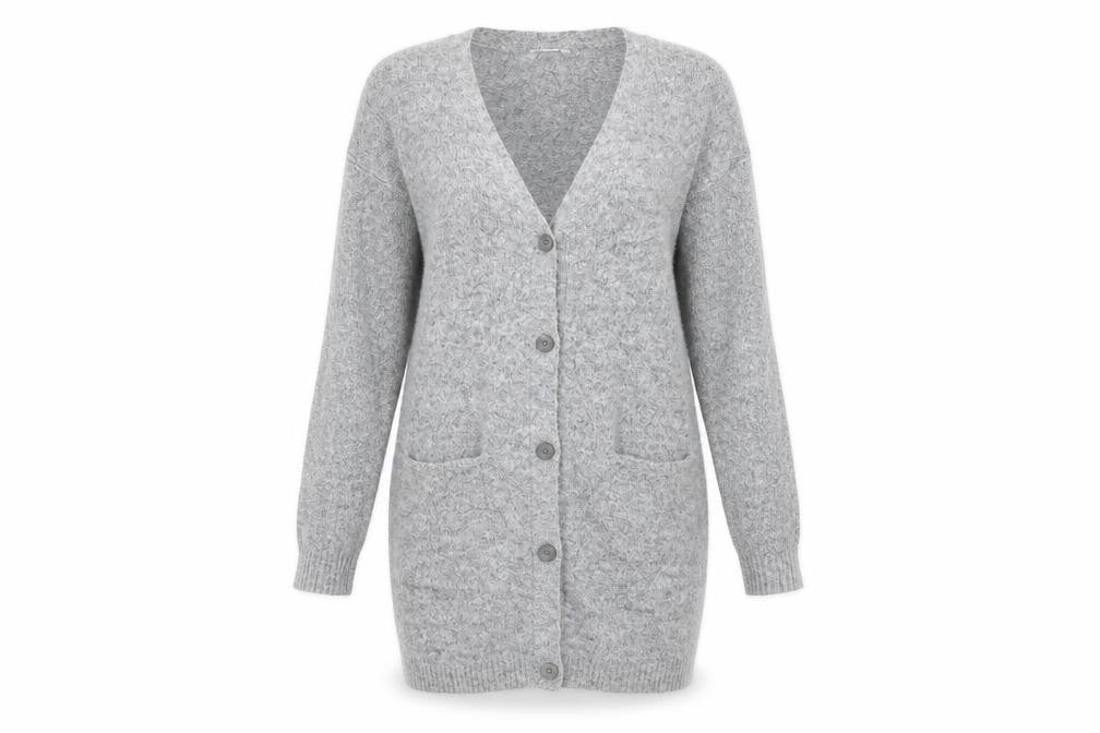 Preworn Womens Grey Round Neck  Acrylic Cardigan Jumper Size S