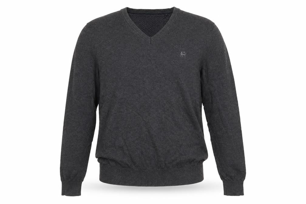 LERROS Mens Grey V-Neck  Cotton Pullover Jumper Size S   - Charcoal grey