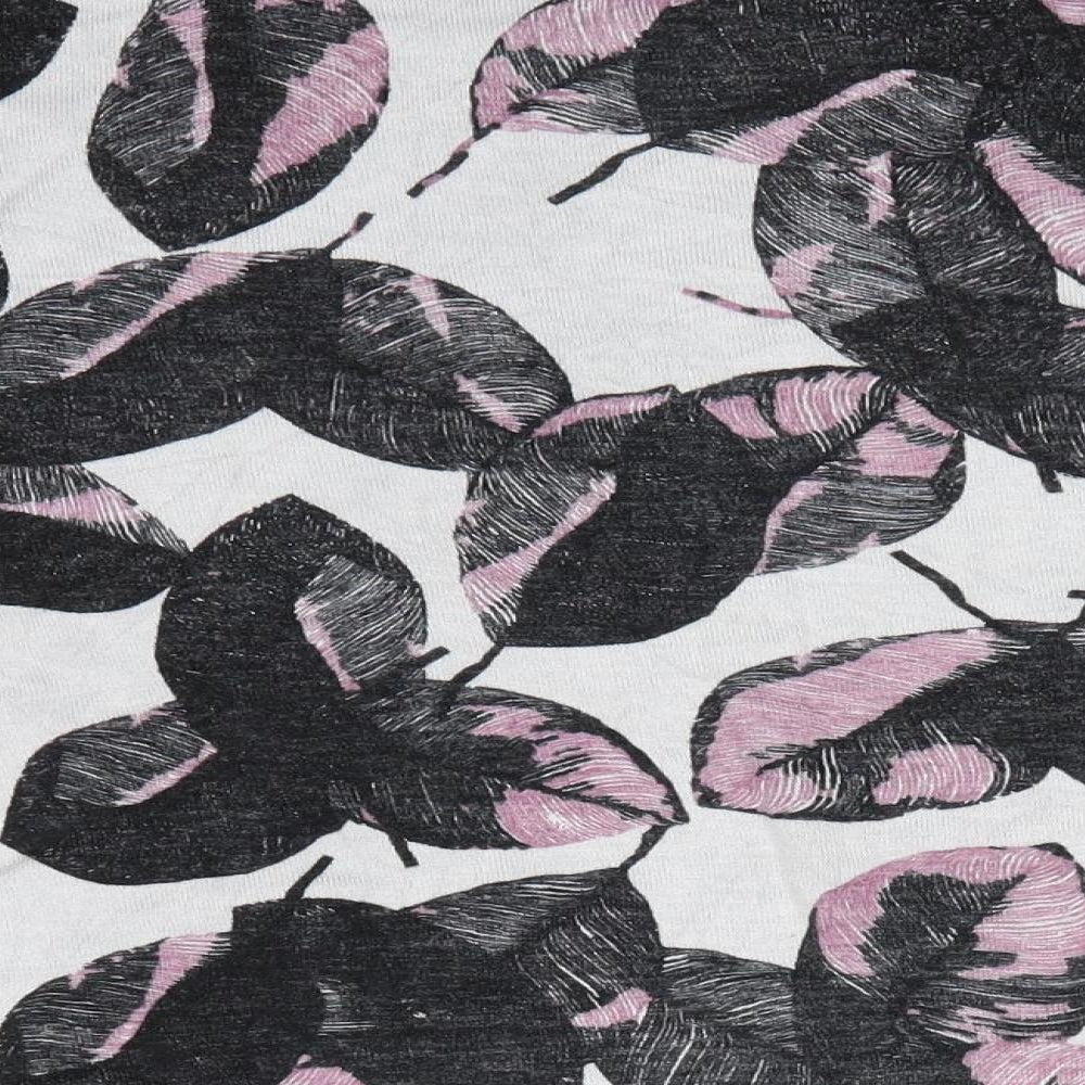 Clements Ribeiro Womens Grey Round Neck Floral Viscose Pullover Jumper Size M   - Black & pink leaf pattern