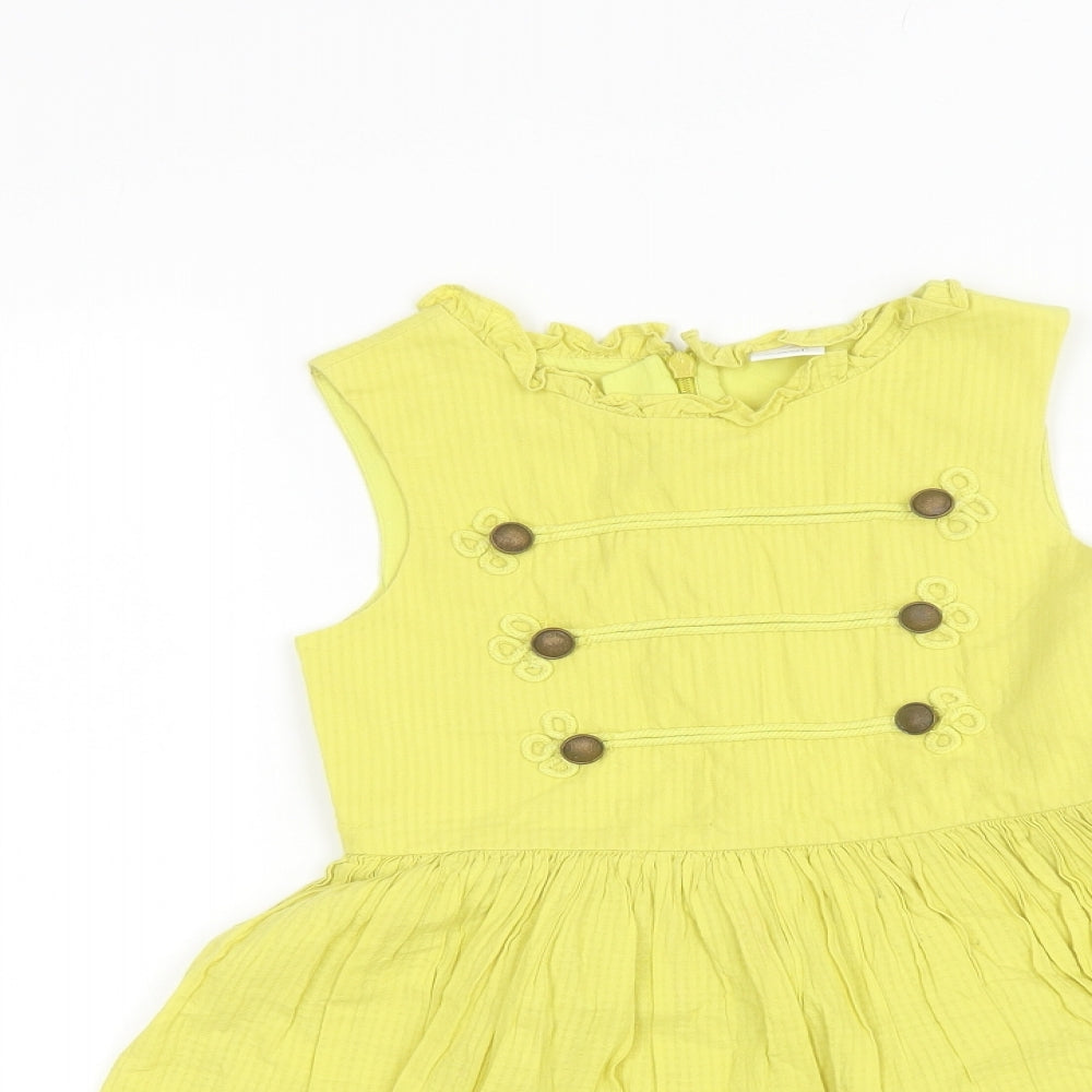 NEXT Girls Yellow  Cotton Shift  Size 7 Years  Round Neck