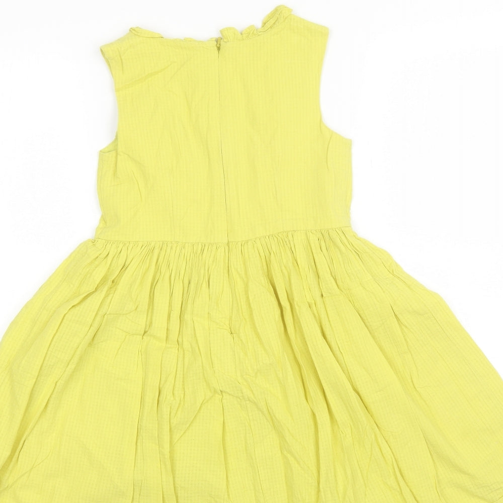 NEXT Girls Yellow  Cotton Shift  Size 7 Years  Round Neck