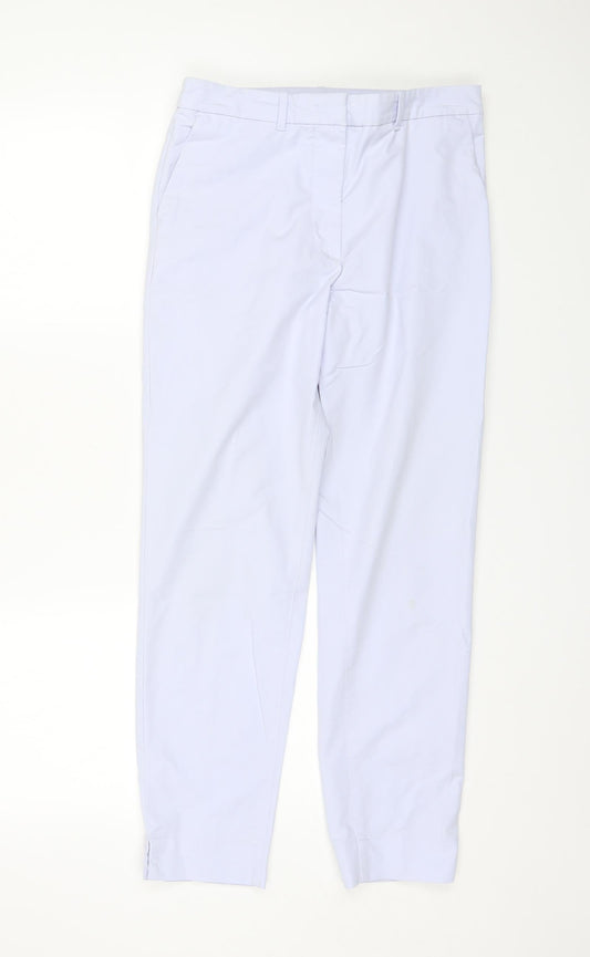 Marks and Spencer Womens Blue  Cotton Trousers  Size 8 L25 in Regular
