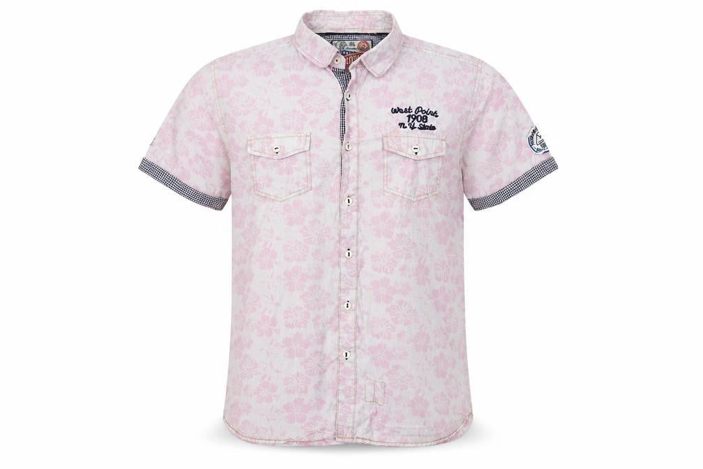 Lee Cooper Mens Pink Floral Cotton  Button-Up Size L Collared
