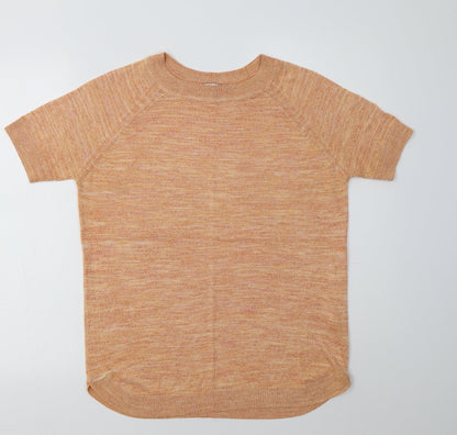 Tu Womens Orange Crew Neck  Polyester Pullover Jumper Size 12