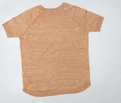 Tu Womens Orange Crew Neck  Polyester Pullover Jumper Size 12