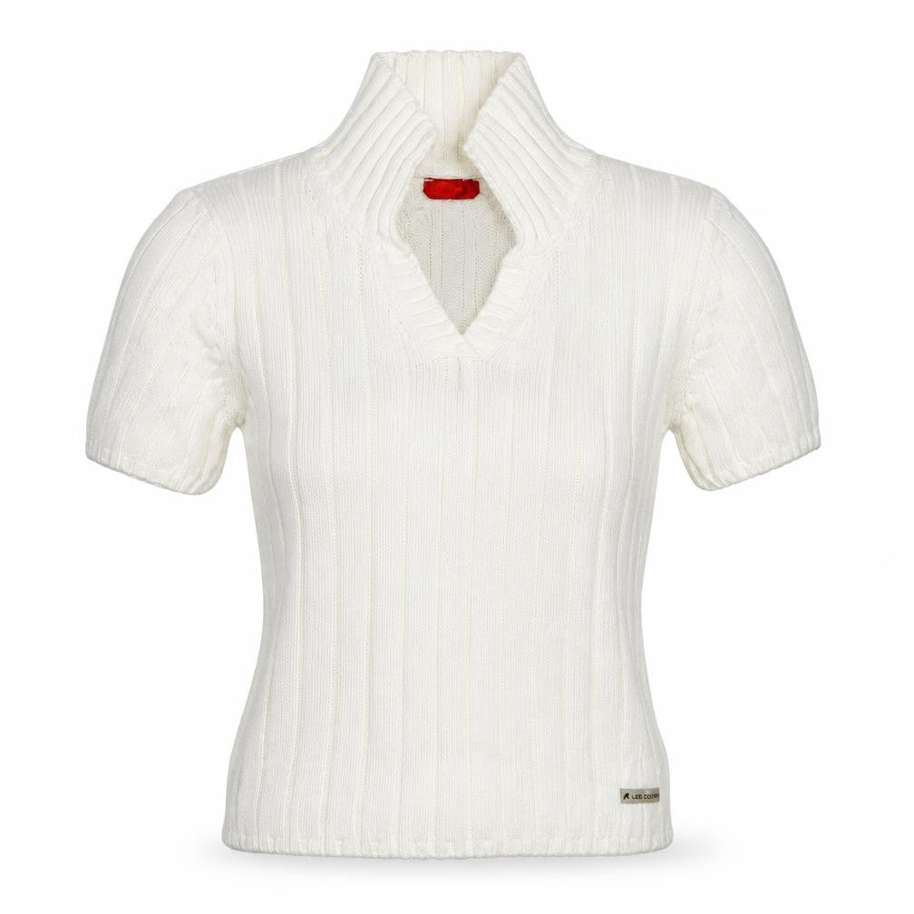 Lee Cooper Womens White V-Neck  Cotton Pullover Jumper Size S
