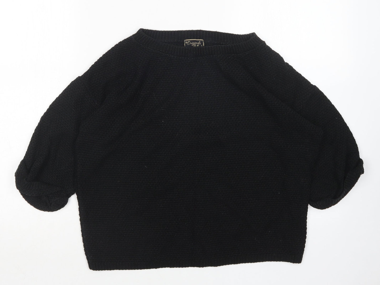 Preworn Womens Black Round Neck  Acrylic Pullover Jumper Size S