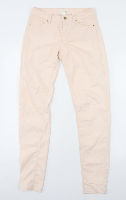 H&M Womens Pink  Cotton Skinny Jeans Size 26 in L30 in Regular