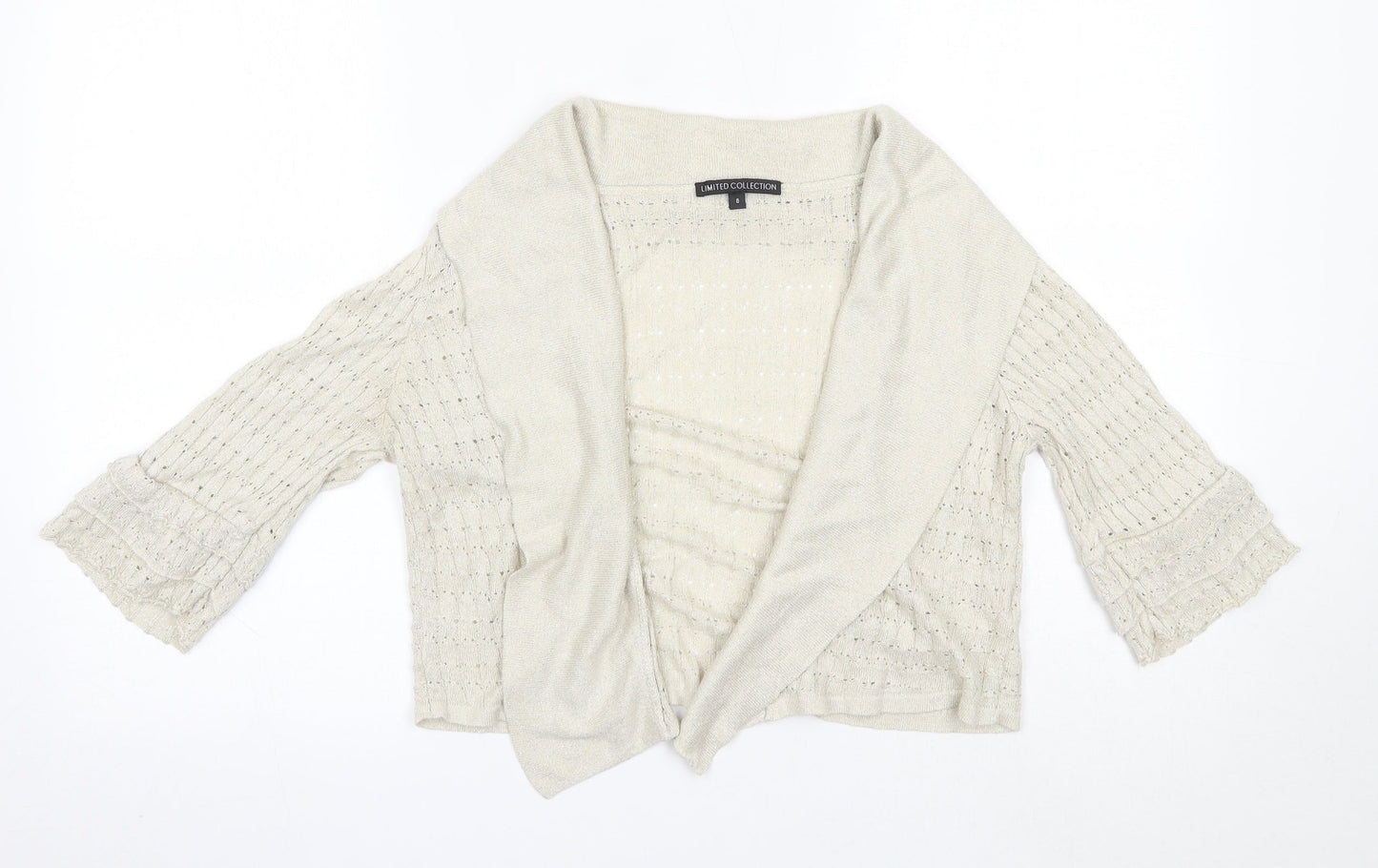 M&S Womens Gold V-Neck  Viscose Cardigan Jumper Size 8