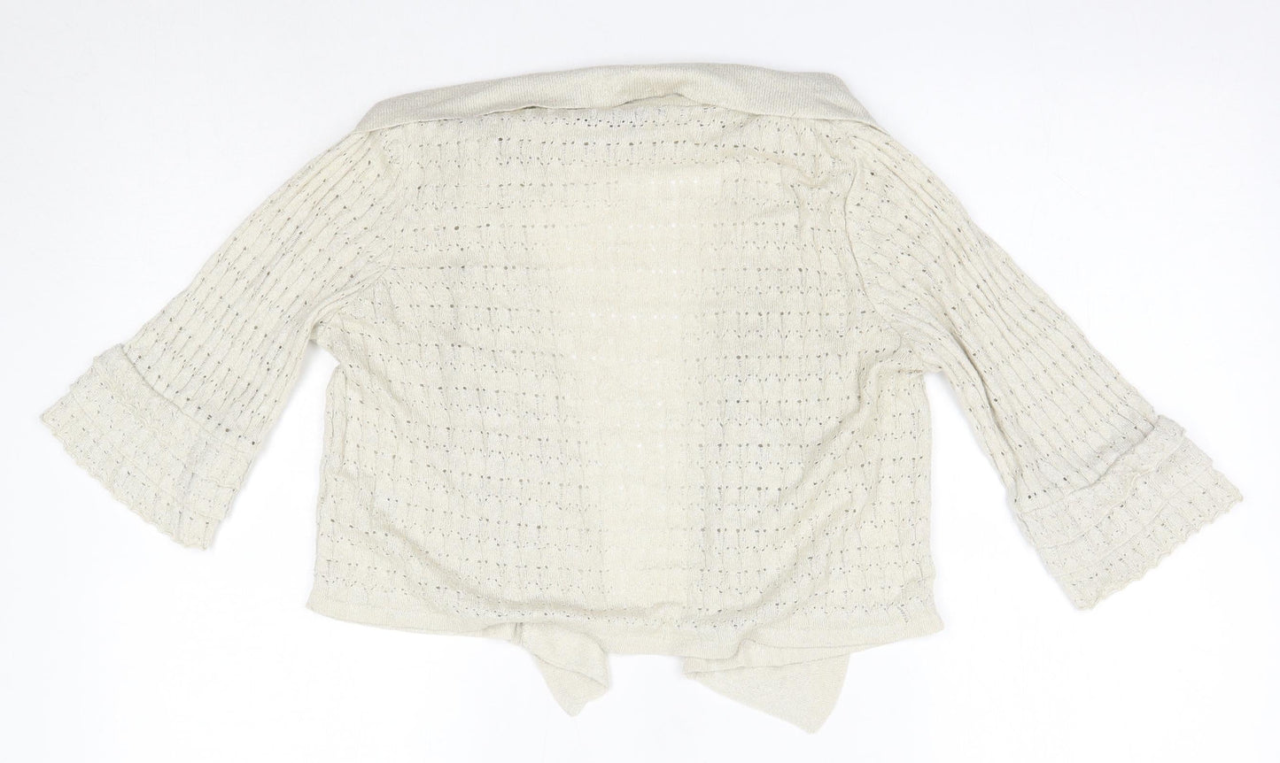 M&S Womens Gold V-Neck  Viscose Cardigan Jumper Size 8