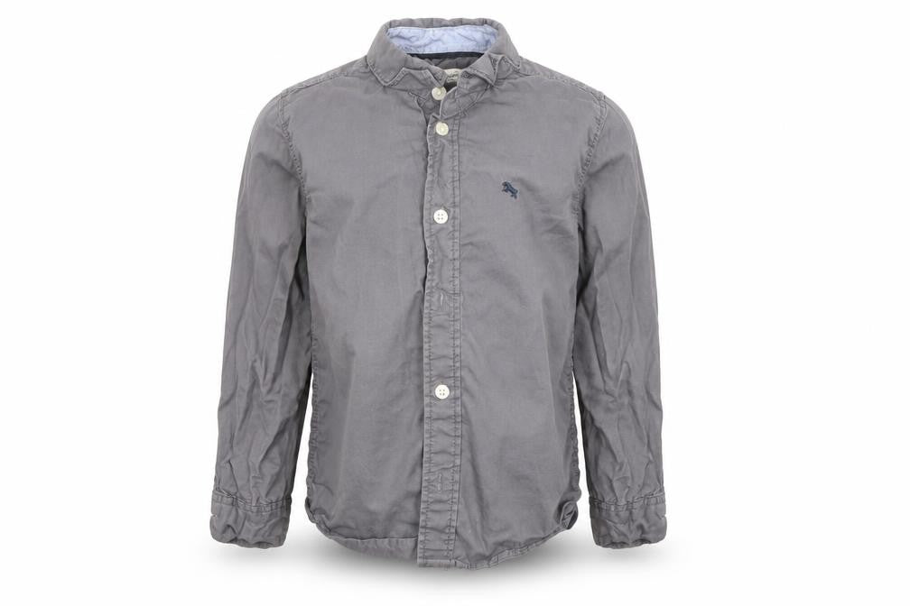 Preworn Boys Grey  Cotton Basic Button-Up Size 3-4 Years Collared