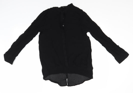 NEXT Womens Black  Viscose Basic Button-Up Size 12 Crew Neck