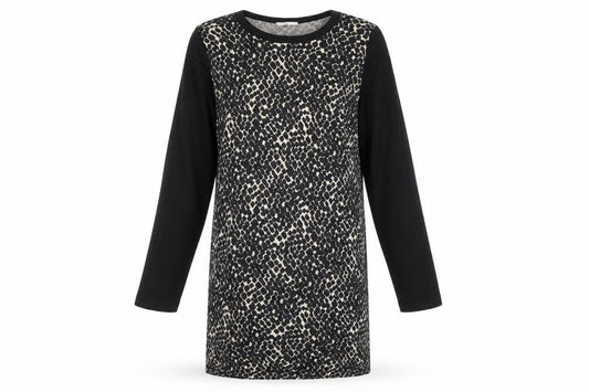 Tu Womens Black Animal Print Polyamide T-Shirt Dress  Size 14  Round Neck