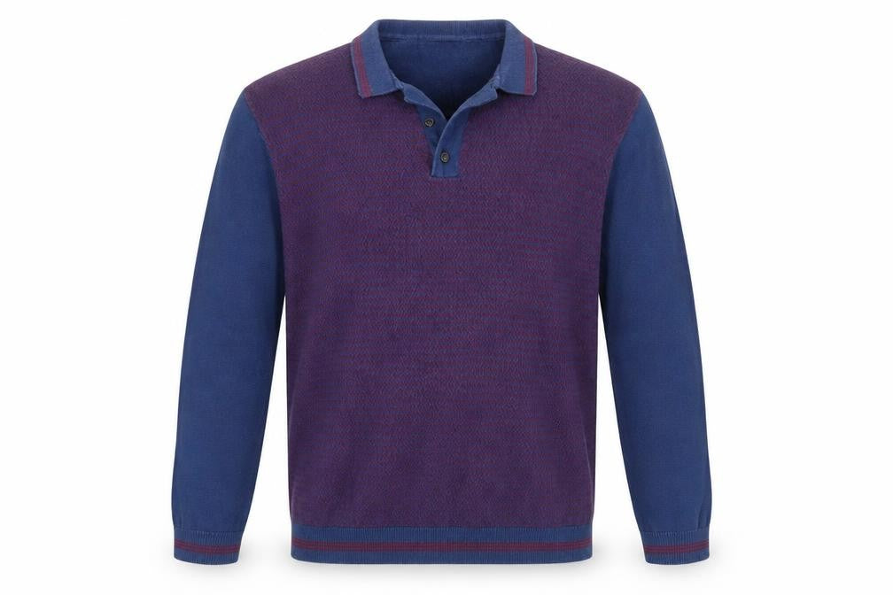 Preworn Mens Blue Collared  Cotton Pullover Jumper Size L