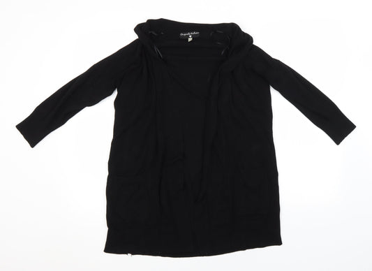 Preworn Womens Black Round Neck  Viscose Cardigan Jumper Size S