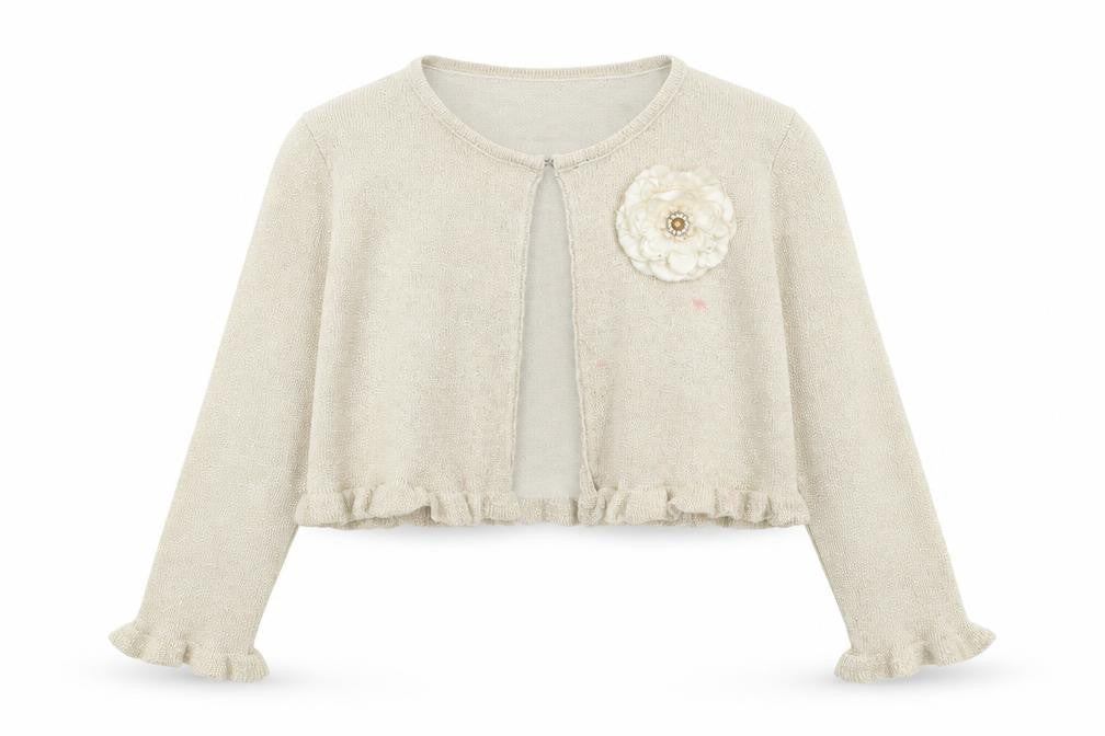 Preworn Womens Gold Round Neck  Cotton Cardigan Jumper Size 4