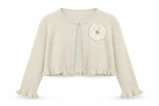 Preworn Womens Gold Round Neck  Cotton Cardigan Jumper Size 4
