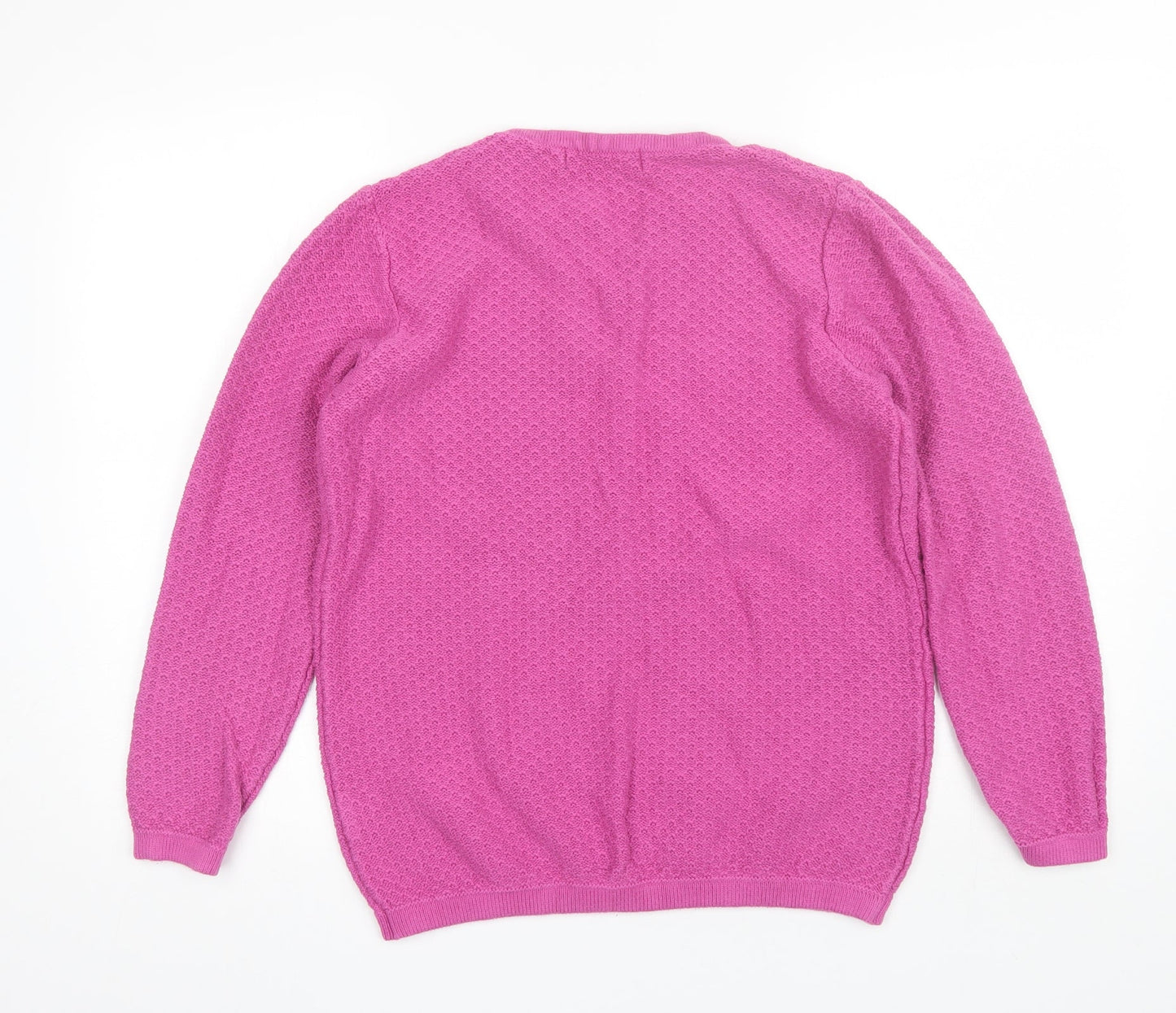 Isle Womens Pink Round Neck  Cotton Pullover Jumper Size S