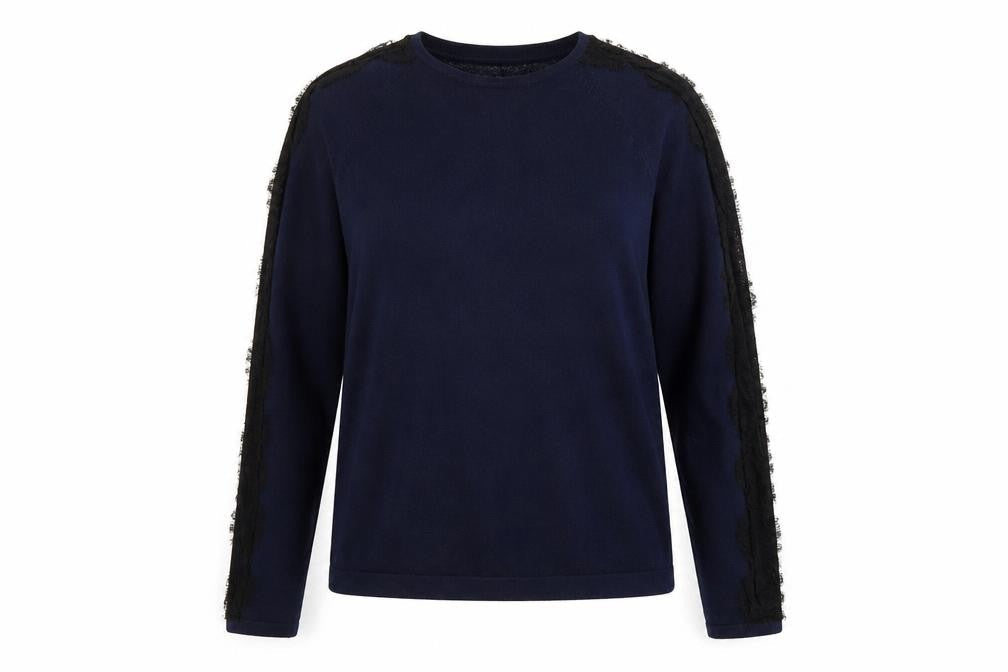 Warehouse Womens Blue Round Neck  Viscose Pullover Jumper Size 12