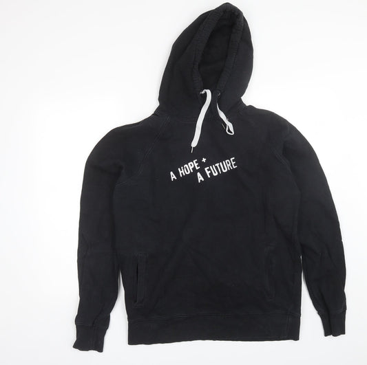 Earth Positive Mens Black Round Neck  Cotton Pullover Jumper Size L