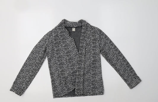 TU Girls Black Animal Print  Jacket Blazer Size 9 Years