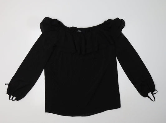 Wallis Womens Black Polka Dot Polyester Basic Blouse Size 12 Round Neck