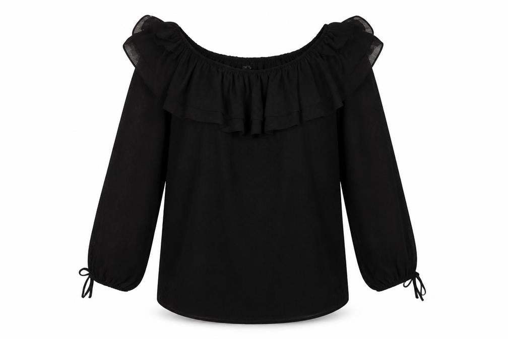 Wallis Womens Black Polka Dot Polyester Basic Blouse Size 12 Round Neck