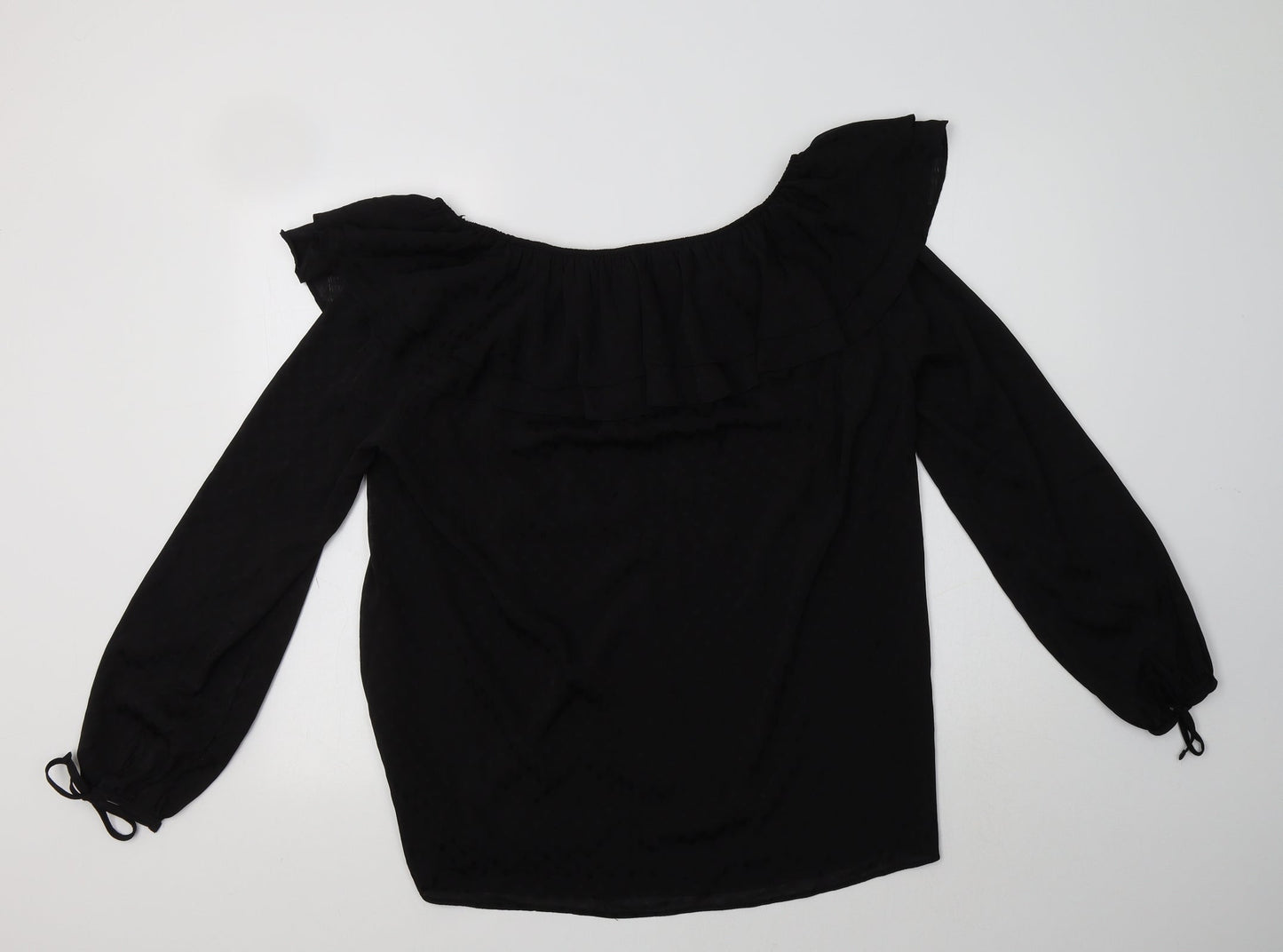 Wallis Womens Black Polka Dot Polyester Basic Blouse Size 12 Round Neck
