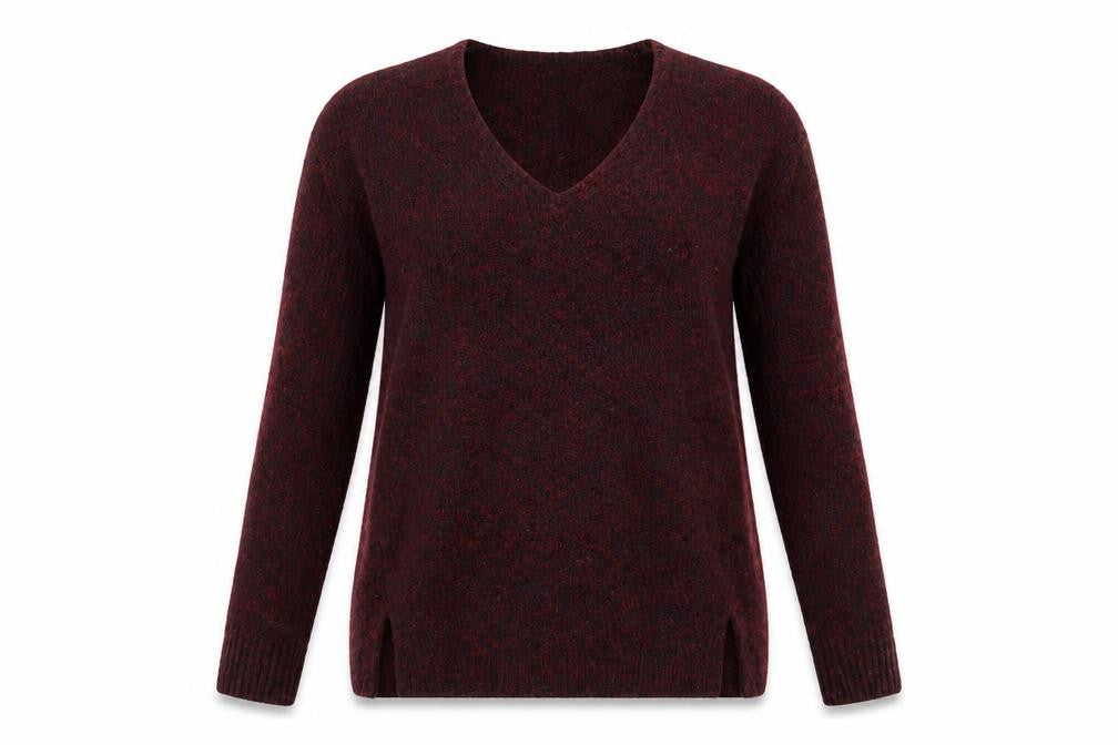 Papaya Womens Red V-Neck  Acrylic Pullover Jumper Size S