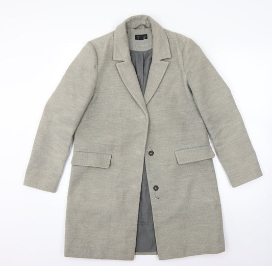 Topshop Womens Grey   Overcoat Coat Size 6  Snap